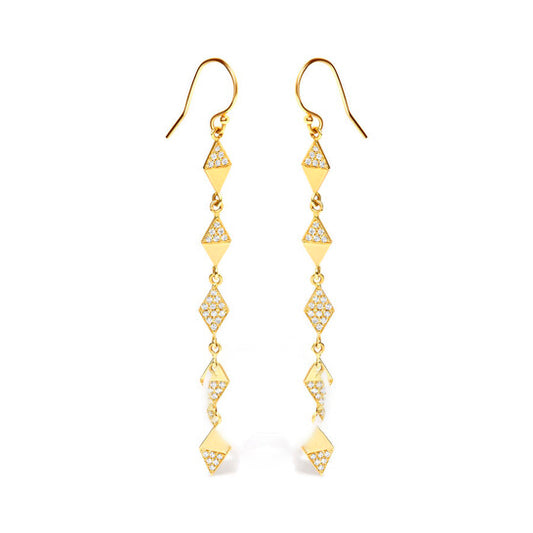 Original Haus of Brilliance 14K Yellow Gold 1/3 Cttw Diamond Studded Kite Drop and Dangle Earrings (H-I Color, SI2-I1 Clarity)