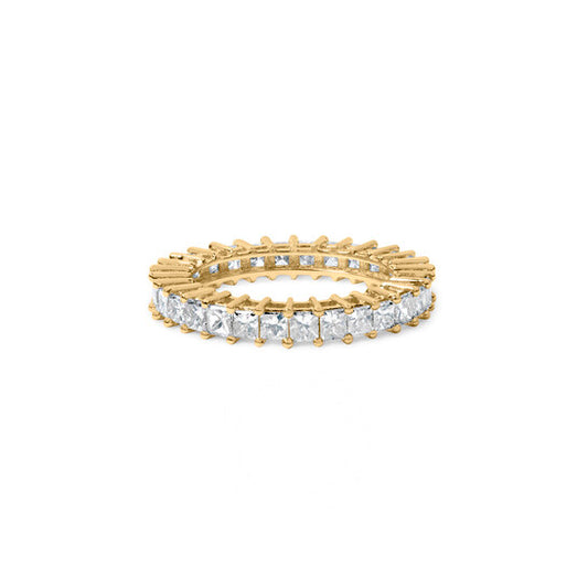 Original Haus of Brilliance 14K Yellow Gold 3.0 Cttw Shared Prong-Set Princess-cut Diamond Eternity Band Ring (H-I Color, SI1-SI2 Clarity)