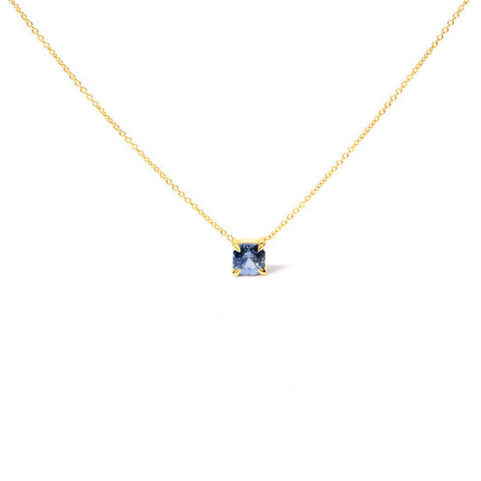 Original Haus of Brilliance 14k Yellow Gold 4/5 Cttw Natural Cushion Cut Blue Sapphire Solitaire Pendant Necklace - 15-16 Inches Adjustable