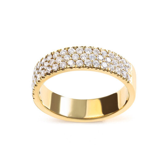 Original Haus of Brilliance 14K Yellow Gold Pave Set 3/4 cttw Multi Row Diamond Band Ring (H-I Color, SI2-I1 Clarity)