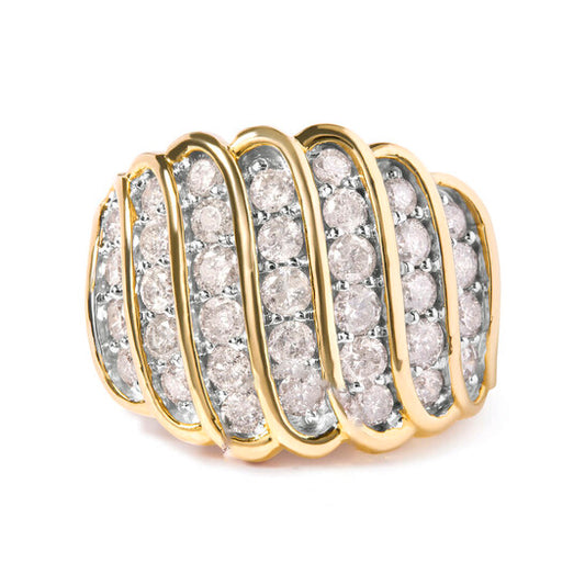 Original Haus of Brilliance 14K Yellow Gold Plated .925 Sterling Silver 2.00 Cttw Diamond Multi Row Band Ring (J-K Color, I1-I2 Clarity)