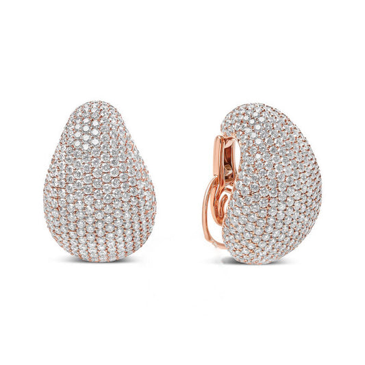 Original Haus of Brilliance 18K Rose Gold 13 1/5 Cttw Micro-Pave Diamond Sculptural Design Statement Stud Earrings (G-H Color, SI1-SI2 Clarity)