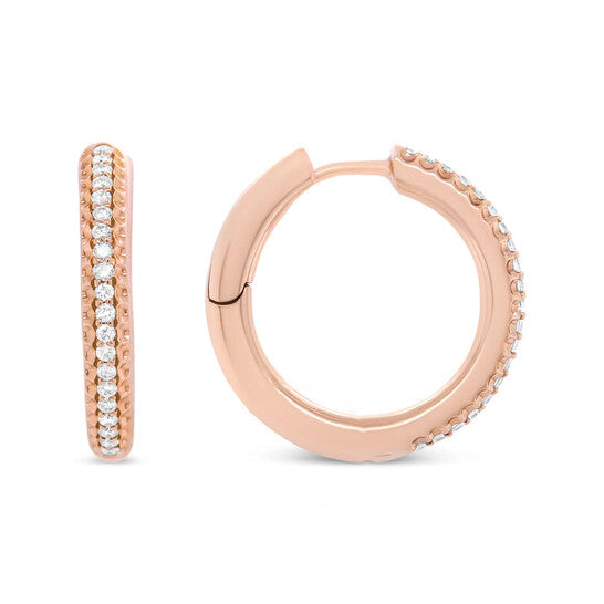 Original Haus of Brilliance 18K Rose Gold 1/3 Cttw Round Cut Diamond Hoop Earrings (F-G Color, VS1-VS2 Clarity)