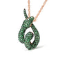 Original Haus of Brilliance 18K Rose Gold Round Green Tsavorite Gemstone Cluster Spiral Snake Design 18" Pendant Necklace (AAA+ Quality)