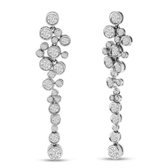 Original Haus of Brilliance 18K White Gold 3.15 Cttw Round Diamond Waterfall Drop Dangle Stud Earrings (H-I Color, VS1-VS2 Clarity)