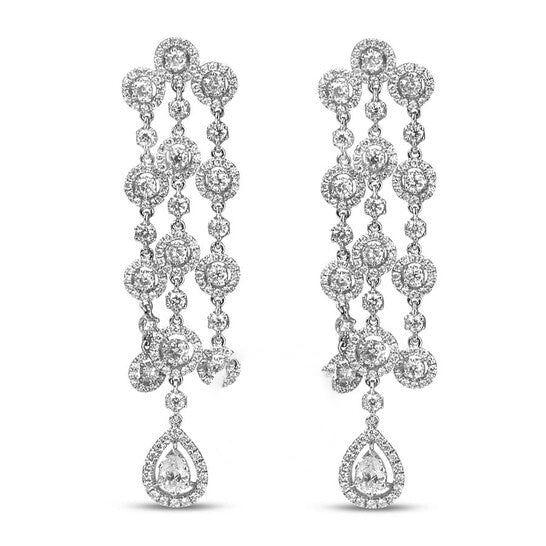 Original Haus of Brilliance 18K White Gold 4 3/4 Cttw Diamond Double Teardrop Waterfall Dangle Earrings (H-I Color, VS1-VS2 Clarity)