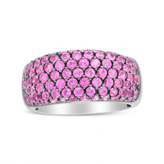 Original Haus of Brilliance 18K White Gold and Black Rhodium Multi Row Pink Sapphire Classic Band Ring - Ring Size 6.5