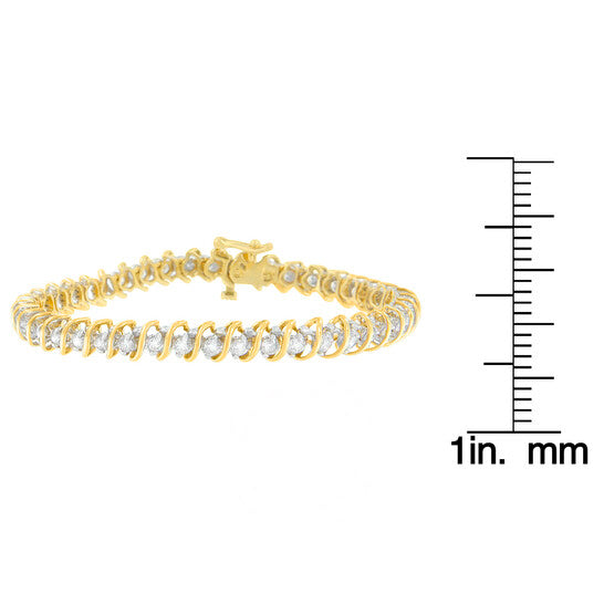 Original Haus of Brilliance 18K Yellow Gold 3ct. TDW. Diamond Tennis S-Link Bracelet (I-J, I1-I2)