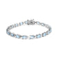 Original Haus of Brilliance .925 Sterling Silver 11.0 Cttw Oval Shaped Created Light Blue Topaz Link Bracelet - 7 inch