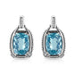 Original Haus of Brilliance .925 Sterling Silver 14x10MM Cushion Cut Blue Topaz Gemstone and Diamond Accent Dangle Earring