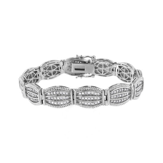 Original Haus of Brilliance .925 Sterling Silver 3.0 Cttw Prong Set Diamond Art Deco Style Tennis Bracelet (I-J Color, I2-I3 Clarity) - 7.25"