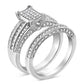 Original Haus of Brilliance .925 Sterling Silver 3/4 Cttw Prong Set Round Diamond Composite Engagement Ring and Band Set