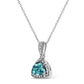 Original Haus of Brilliance .925 Sterling Silver 7x7 mm Trillion Cut Blue Topaz Gemstone and Diamond Accent 18" Pendant Necklace