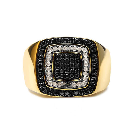 Original Haus of Brilliance Men's 10K Yellow Gold 3/4 Cttw White and Black Treated Diamond Ring Band (Black / I-J Color, I2-I3 Clarity)