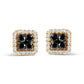 Original Haus of Brilliance Men's 10K Yellow Gold 5/8 Cttw White and Black Treated Diamond Composite with Halo Stud Earring (Black / I-J, I2-I3 Clarity)