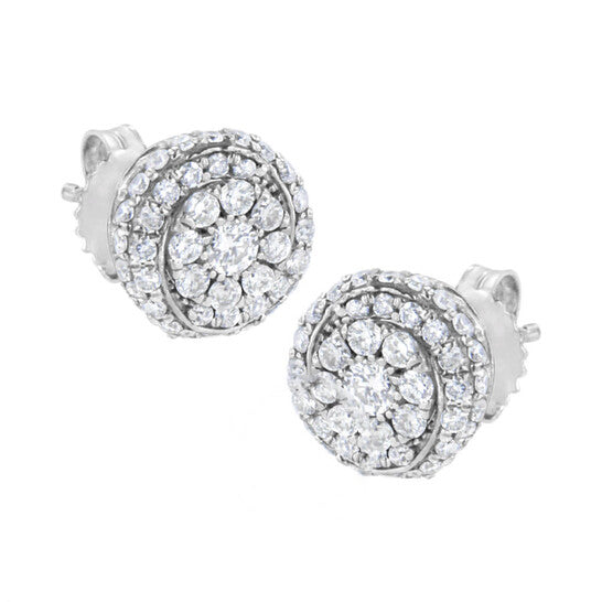 Original Haus of Brilliance Sterling Silver 1 cttw Lab-Grown Diamond Cluster Stud Earring (F-G Color, VS2-SI1 Clarity)