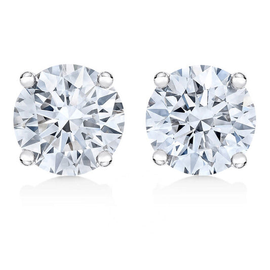 Original IGI Certified 14K White Gold 1/2 Cttw Lab Grown 4-Prong Round-Cut Diamond Classic Solitaire Stud Earrings (F-G Color, VS1-VS2 Clarity)