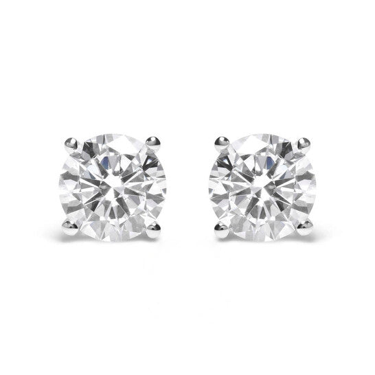 Original IGI Certified 14K White Gold 5.00 Cttw Round Brilliant-Cut Lab Grown Diamond Classic 4-Prong Stud Earrings (F-G Color, SI1 Clarity)