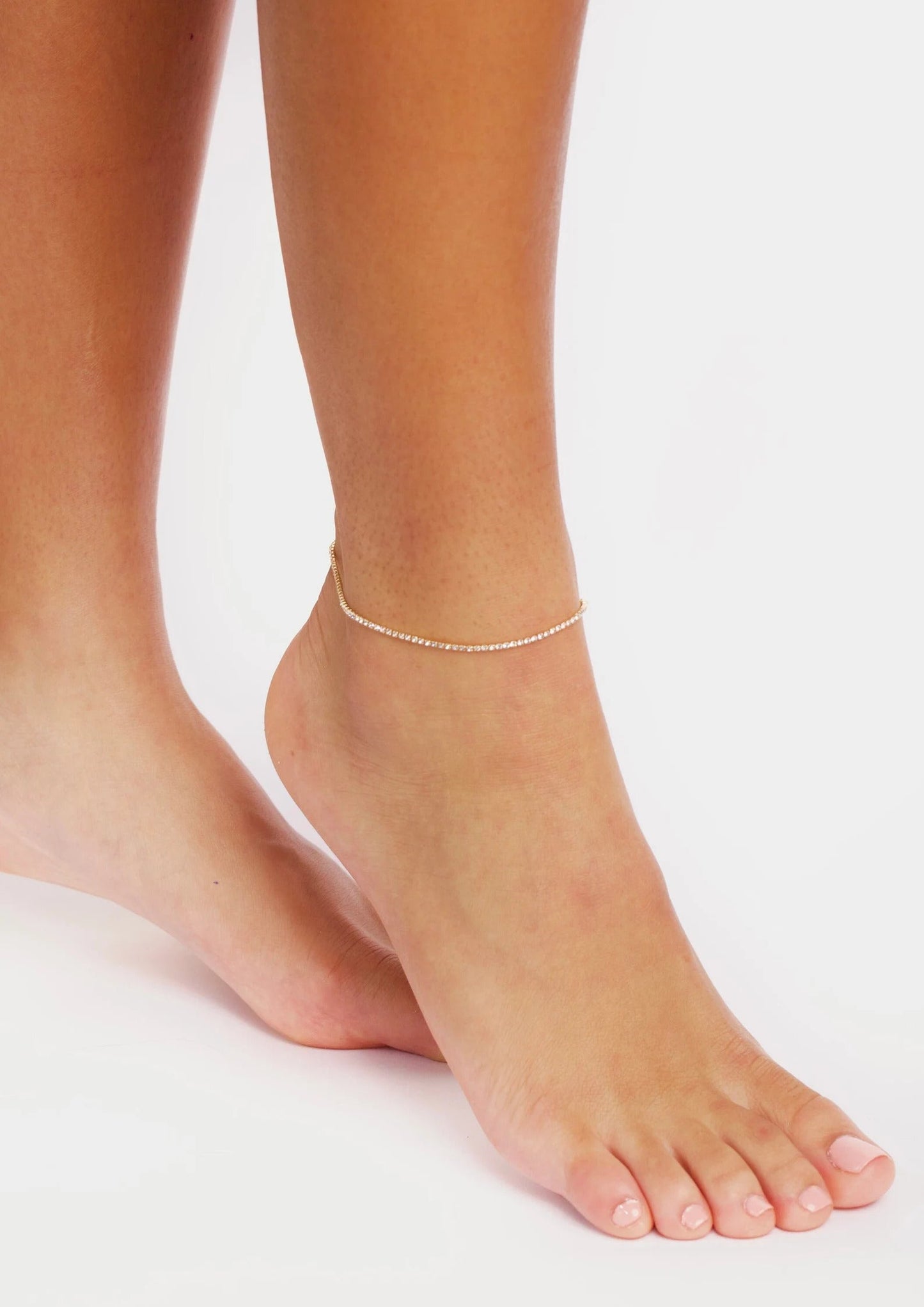 1.0 ct. tw. Classic Four-Prong Natural Diamond Tennis Anklet in 18K Yellow Gold