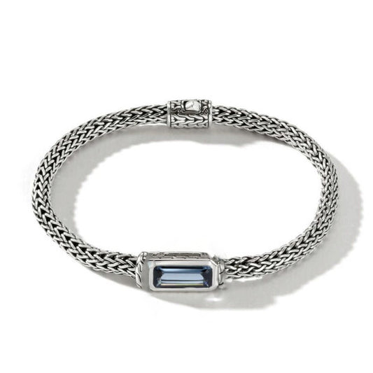 Original John Hardy Classic Chain London Blue Topaz Sterling Silver Bracelet- Bus9009691ltxum