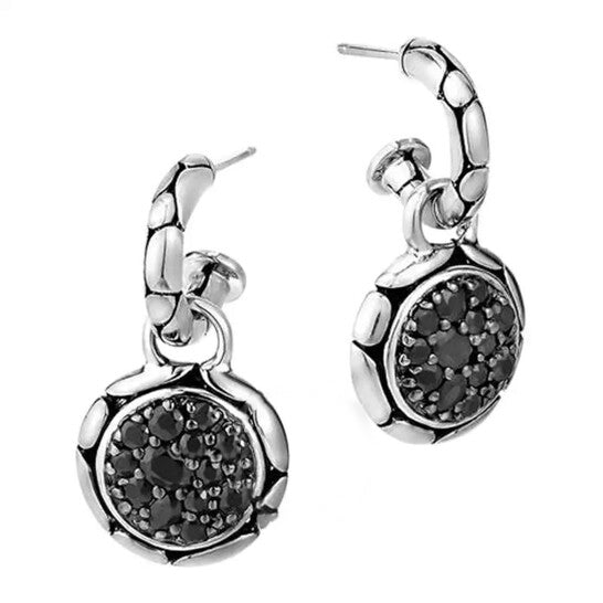 Original John Hardy Women's Kali Purelavafire Hoop Drop Earrings - EBS20257BLS