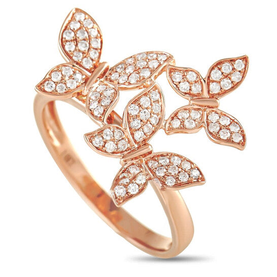 Original LB Exclusive 14K Rose Gold 0.30 ct Diamond Butterfly Ring