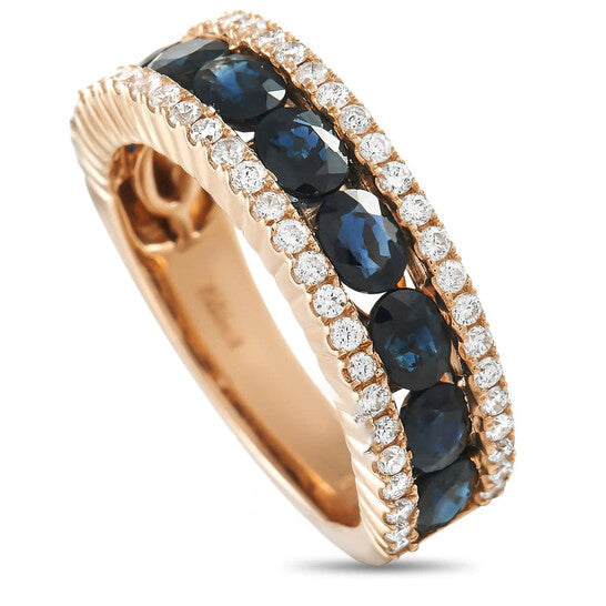 Original LB Exclusive 14K Rose Gold 0.48 ct Diamond and Sapphire Ring