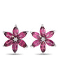 Original LB Exclusive 14K White Gold 0.01ct Diamond and Rhodolite Flower Earrings ER4 15657WRHOD