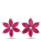 Original LB Exclusive 14K White Gold 0.01ct Diamond and Ruby Flower Earrings ER4 15657WRU