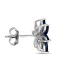 Original LB Exclusive 14K White Gold 0.01ct Diamond and Sapphire Flower Earrings RE4 15657WSA