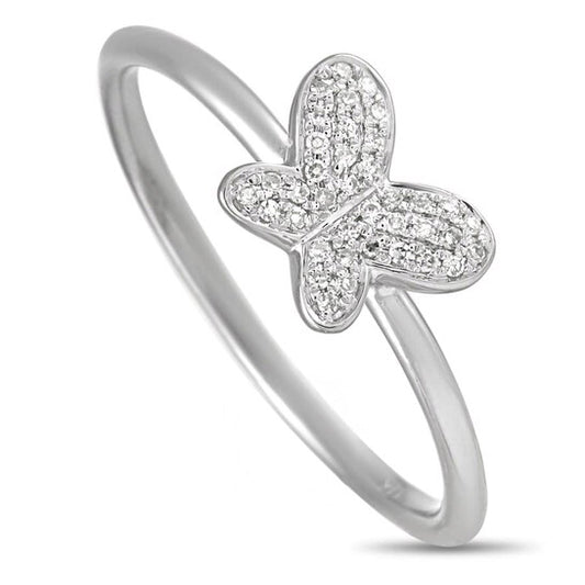 Original LB Exclusive 14K White Gold 0.08 ct Diamond Butterfly Ring