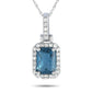 Original LB Exclusive 14K White Gold 0.12ct Diamond and Blue Topaz Pendant Necklace PD4 15501WBT