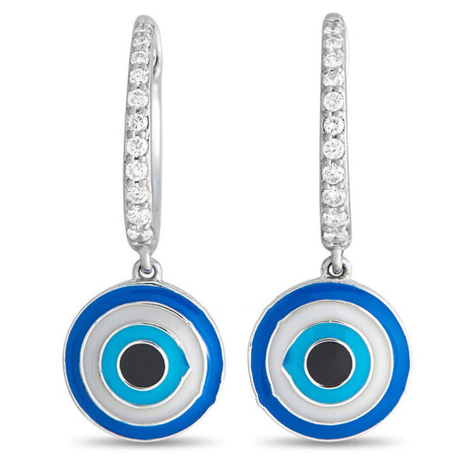 Original LB Exclusive 14K White Gold 0.22 ct Diamond Evil Eye Drop Earrings