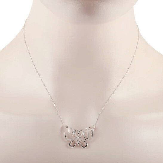 Original LB Exclusive 14K White Gold 0.25 ct Diamond Butterfly Pendant Necklace