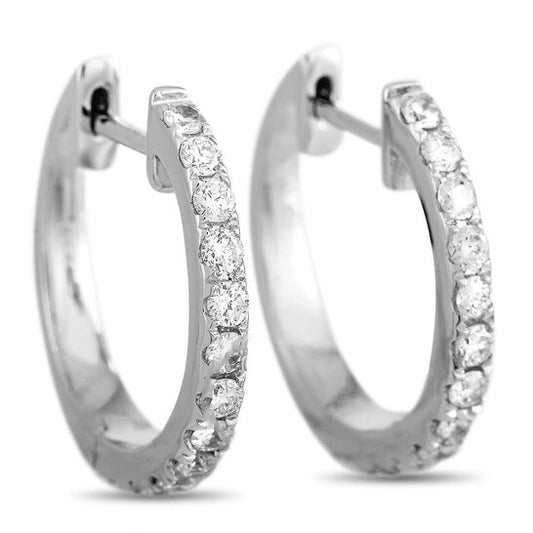 Original LB Exclusive 14K White Gold 0.31 ct Diamond Hoop Huggie Earrings