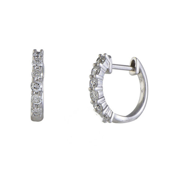 Original LB Exclusive 14K White Gold 0.50 ct Diamond Huggie Hoop Earrings