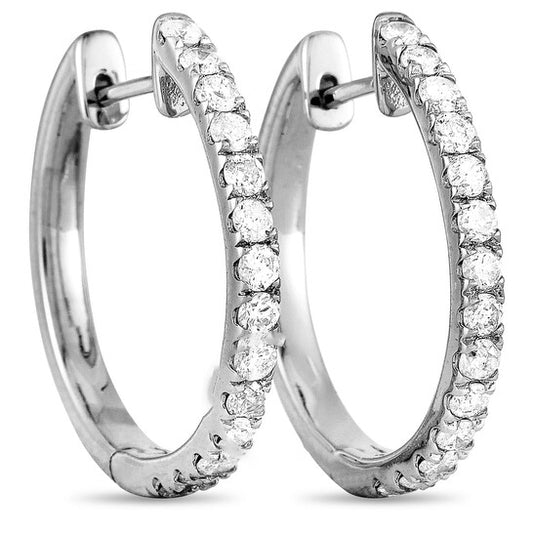 Original LB Exclusive 14K White Gold 0.50 ct Diamond Pave Hoop Earrings