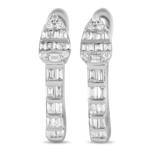 Original LB Exclusive 14K White Gold 0.70ct Diamond Huggie Earrings ER28547 W