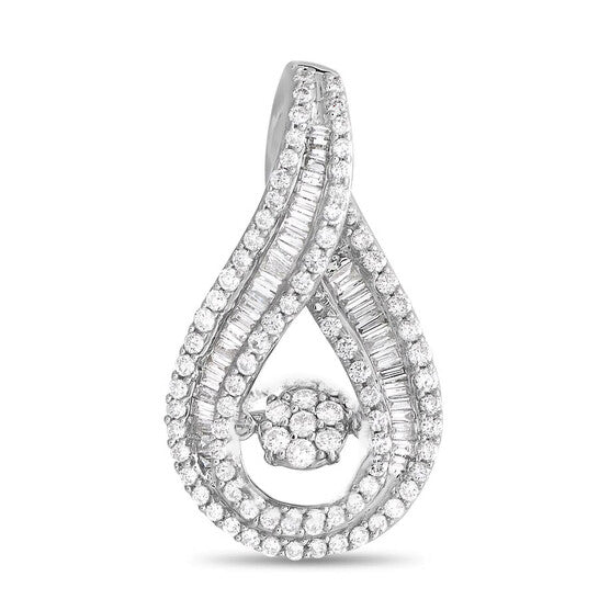 Original LB Exclusive 14K White Gold 0.75 ct Diamond Teardrop Pendant