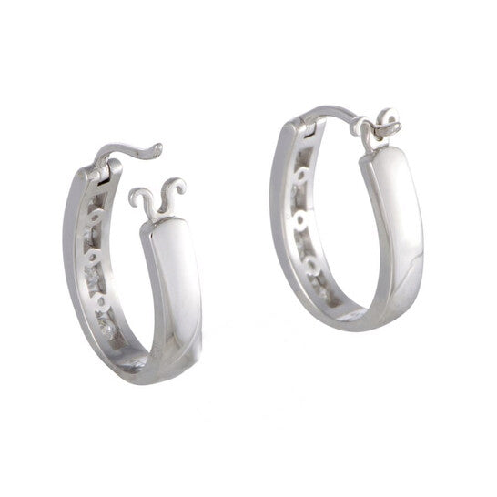 Original LB Exclusive 14K White Gold Channel Set 0.5 ct Diamond Huggies Hoop Earrings