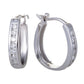 Original LB Exclusive 14K White Gold Oval Channel Set Diamond Hoop Huggies Earrings .33 Carat  0.33 ctw  Diamonds