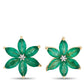 Original LB Exclusive 14K Yellow Gold 0.01ct Diamond and Emerald Flower Earrings ER4 15657YEM