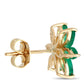 Original LB Exclusive 14K Yellow Gold 0.01ct Diamond and Emerald Flower Earrings ER4 15657YEM