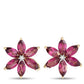 Original LB Exclusive 14K Yellow Gold 0.01ct Diamond and Rhodolite Flower Earrings ER4 15657YRHOD