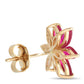 Original LB Exclusive 14K Yellow Gold 0.01ct Diamond and Ruby Flower Earrings ER4 15657YRU