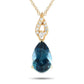 Original LB Exclusive 14K Yellow Gold 0.06ct Diamond and Blue Topaz Necklace PD4 16184YBT