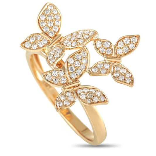 Original LB Exclusive 14K Yellow Gold 0.30 ct Diamond Butterfly Ring