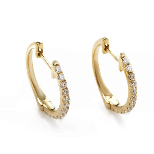 Original LB Exclusive 14K Yellow Gold 0.31 Carat VS1 G Color Diamond Hoop Huggies Earrings