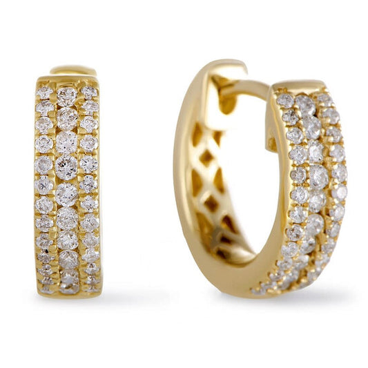 Original LB Exclusive 14K Yellow Gold 0.35 ct Diamond Small Hoop Huggies Earrings