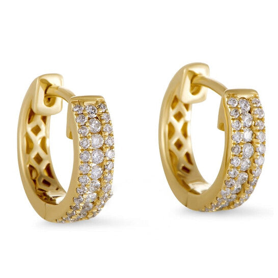 Original LB Exclusive 14K Yellow Gold 0.35 ct Diamond Small Hoop Huggies Earrings